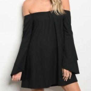 Women's Black  off the shoulder Skater Dress NEW